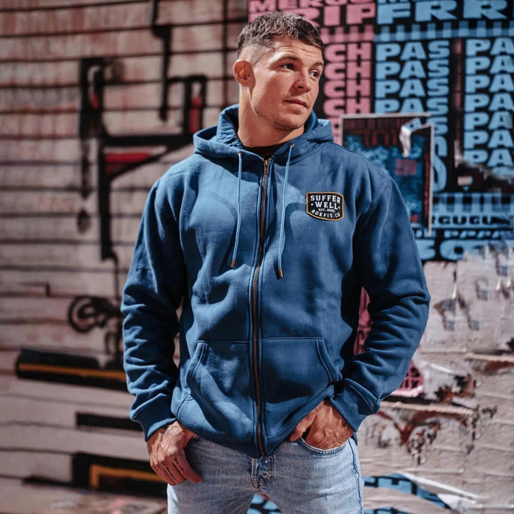 Sweat à capuche zip bleu SUFFER WELL | ROKFIT — Bleu · Taille S