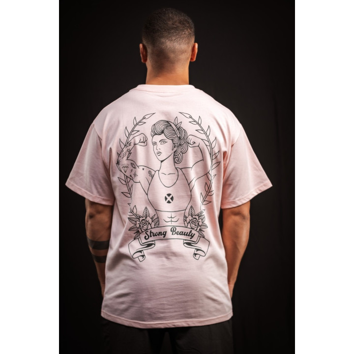 T-Shirt oversize unisexe rose clair STRONG BEAUTY | VERY BAD WOD — Rose · Taille M