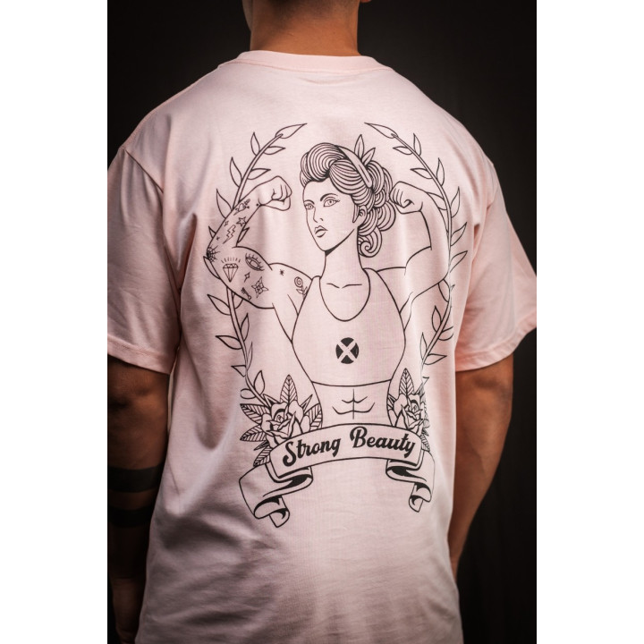 T-Shirt oversize unisexe rose clair STRONG BEAUTY | VERY BAD WOD — Rose · Taille L