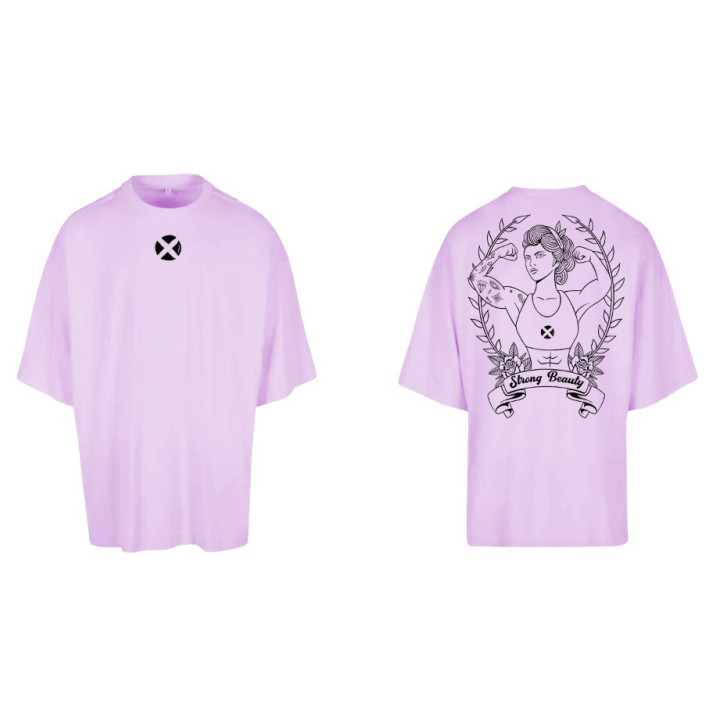 T-Shirt oversize unisexe rose clair STRONG BEAUTY | VERY BAD WOD — Rose · Taille XL