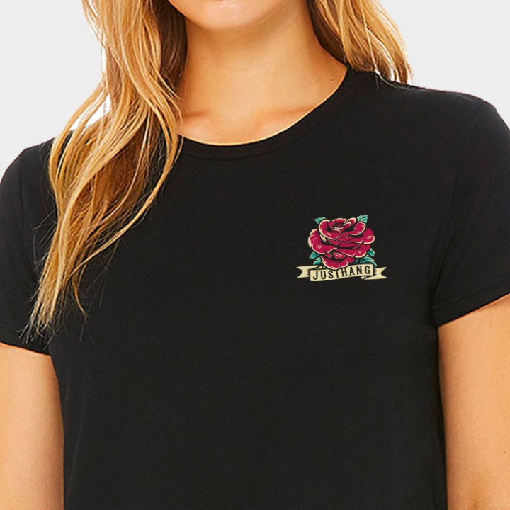 T-shirt femme Crop noir BARBELL FLOWER | JUSTHANG — Noir · Taille XS