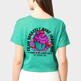 T-shirt femme Crop Vert Menthe CUPCAKE | JUSTHANG — Vert · Taille XS