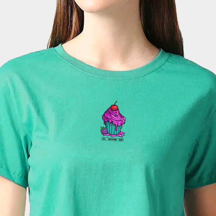 T-shirt femme Crop Vert Menthe CUPCAKE | JUSTHANG — Vert · Taille XS