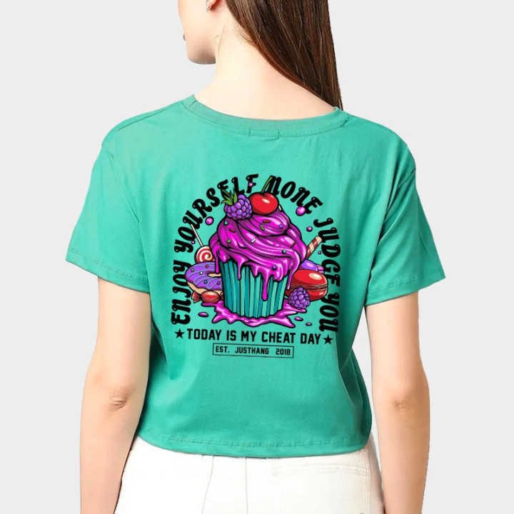T-shirt femme Crop Vert Menthe CUPCAKE | JUSTHANG — Vert · Taille S