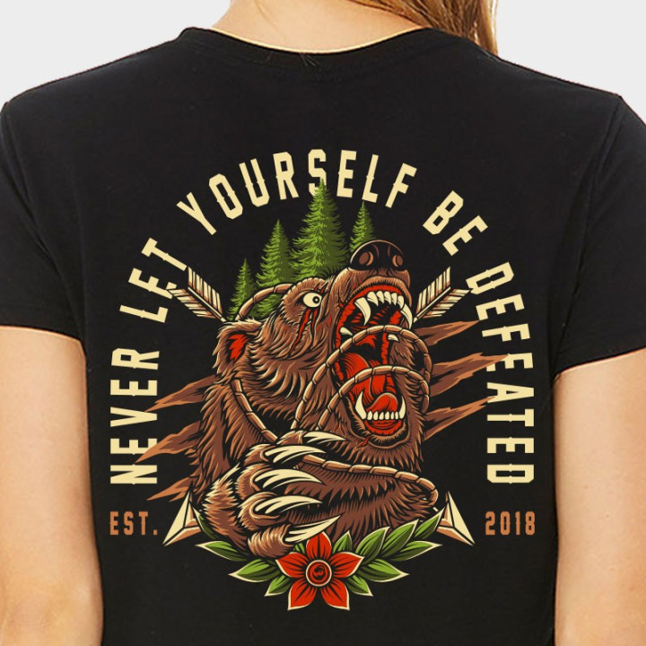T-shirt femme Crop noir BEAR GETS UP | JUSTHANG — Noir · Taille XS