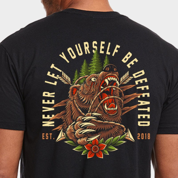 T-Shirt Homme BEAR GETS UP Heather Black | JUSTHANG — Noir · Taille S