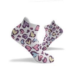 Socquettes blanches LEOPARD PRINT HEARTS ANKLE | HEXXEE SOCKS — Blanc · Taille L (43-46)