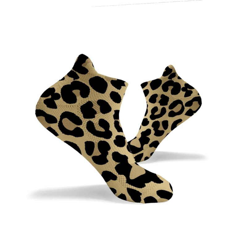 Socquettes marrons LEOPARD PRINT original ANKLE | HEXXEE SOCKS — Marron · Taille L (43-46)