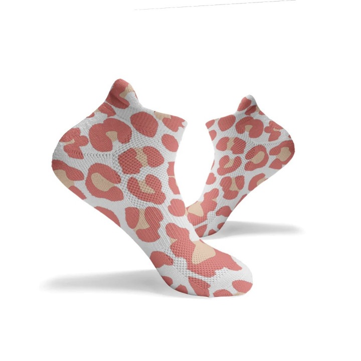 Socquettes blanches LEOPARD PRINT coral ANKLE | HEXXEE SOCKS — Blanc · Taille M (40-43)
