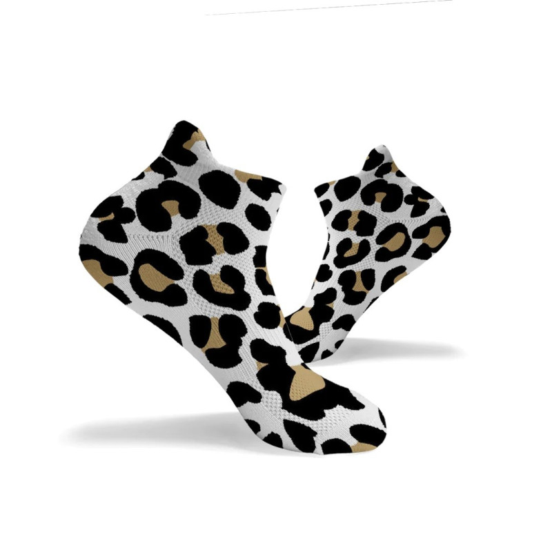 Socquettes blanches LEOPARD PRINT original white ANKLE | HEXXEE SOCKS — Blanc · Taille L (43-46)