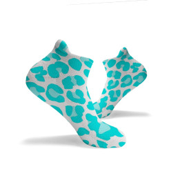 Socquettes blanches LEOPARD PRINT bright blue ANKLE | HEXXEE SOCKS — Blanc · Taille L (43-46)