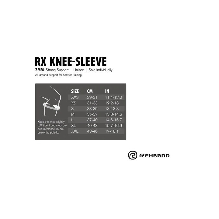 Paire Genouillères Noir 7 mm | REHBAND — Noir · Taille M