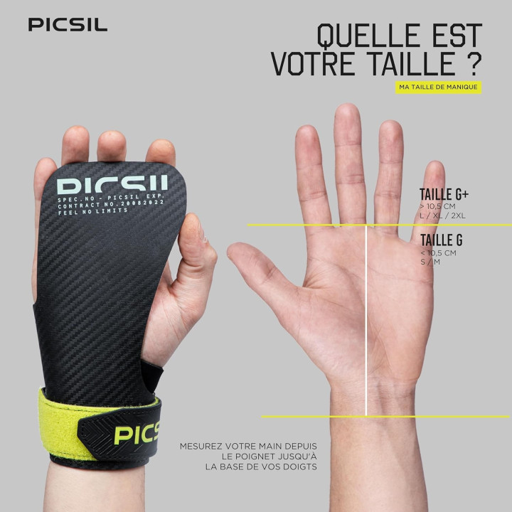 Maniques sans magnésie HAWK GRIP | PICSIL — Noir · Taille G (Kids / XS / S)