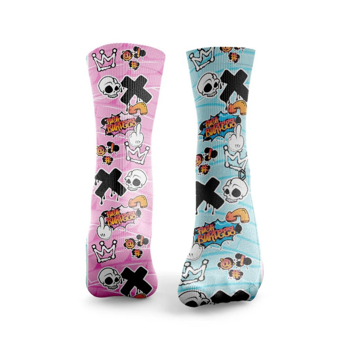 Chaussettes multicolores F BURPEES GRAFFITI Bleu et Rose | HEXXEE SOCKS — Multicolor · Taille M (40-43)