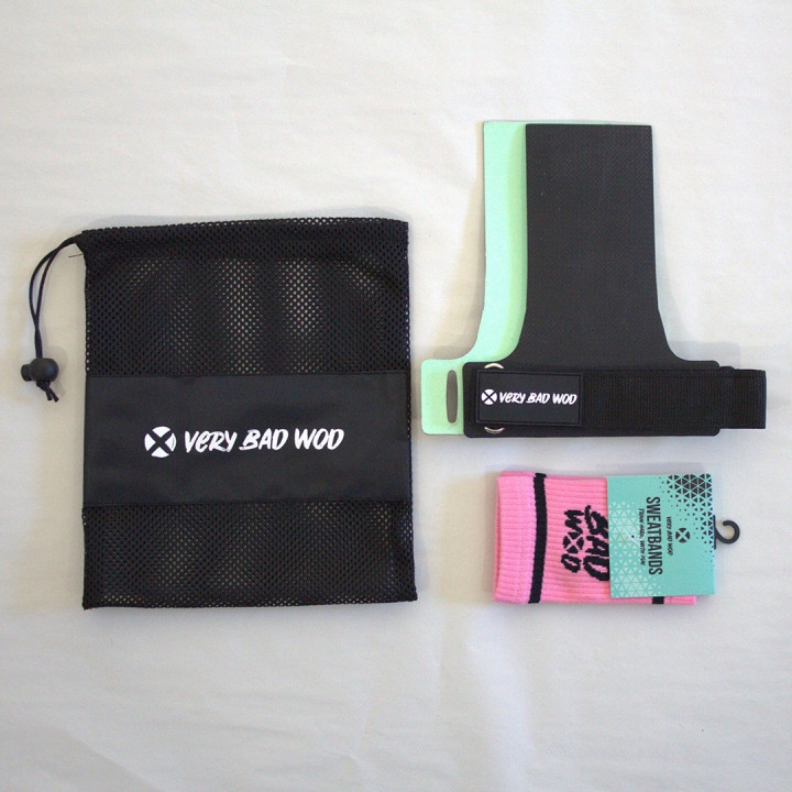 Pack maniques Komodo Kevlar L/XL + Sweatbands roses VERY BAD WOD
