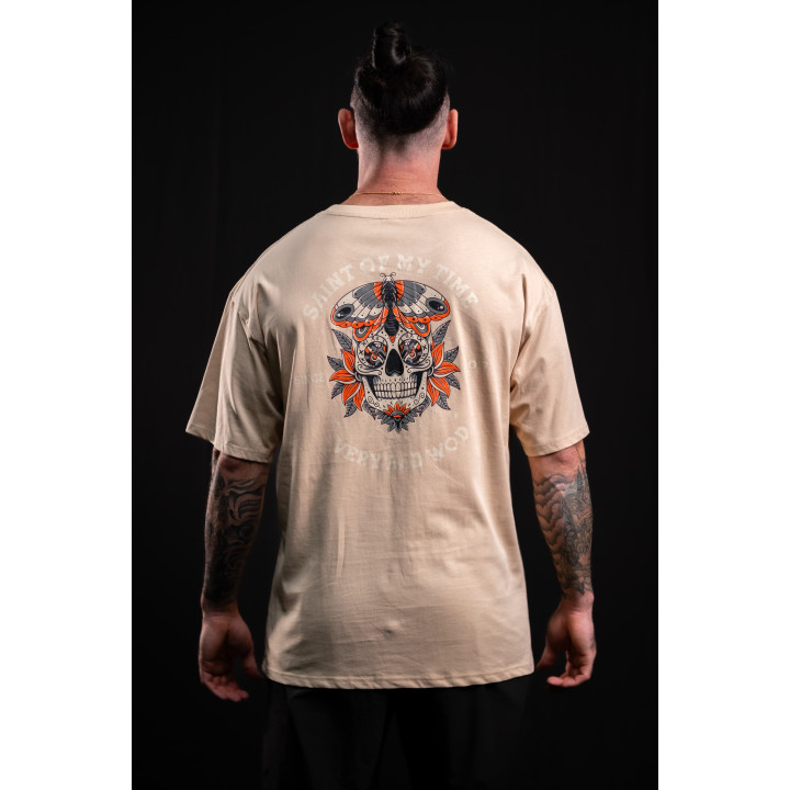 T-Shirt oversize unisexe brun grège SAINT OF MY TIME | VERY BAD WOD — Brun grege · Taille M