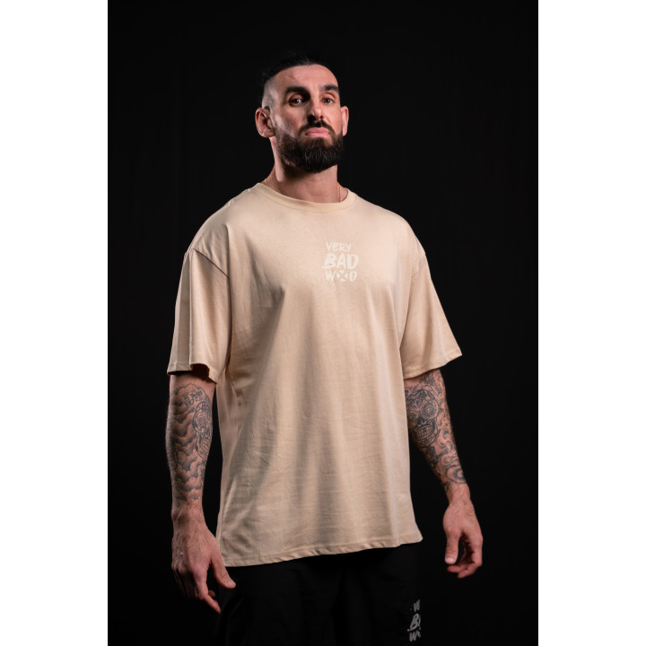 T-Shirt oversize unisexe brun grège SAINT OF MY TIME | VERY BAD WOD — Brun grege · Taille M