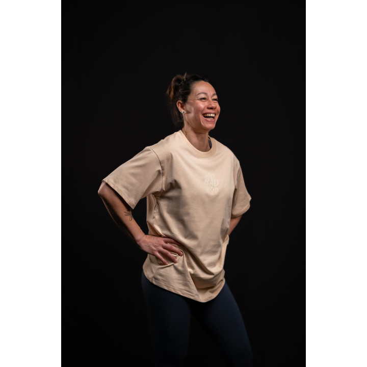 T-Shirt oversize unisexe brun grège SAINT OF MY TIME | VERY BAD WOD — Brun grege · Taille XL