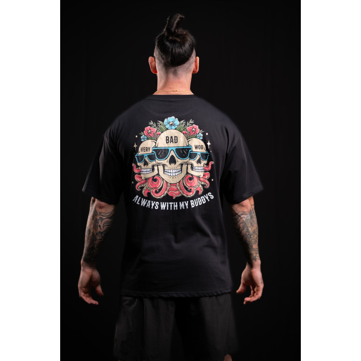 T-Shirt oversize unisexe noir ALWAYS WITH MY BUDDYS | VERY BAD WOD — Noir · Taille L