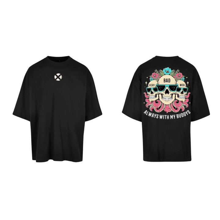T-Shirt oversize unisexe noir ALWAYS WITH MY BUDDYS | VERY BAD WOD — Noir · Taille L