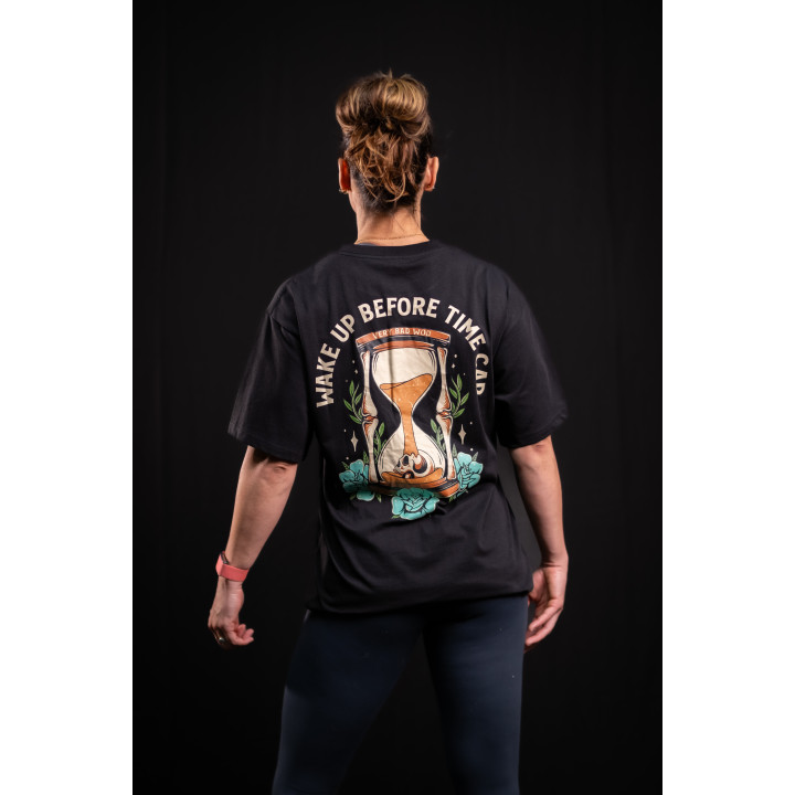 T-Shirt oversize unisexe noir WAKE UP BEFORE TIME CAP | VERY BAD WOD — Noir · Taille L