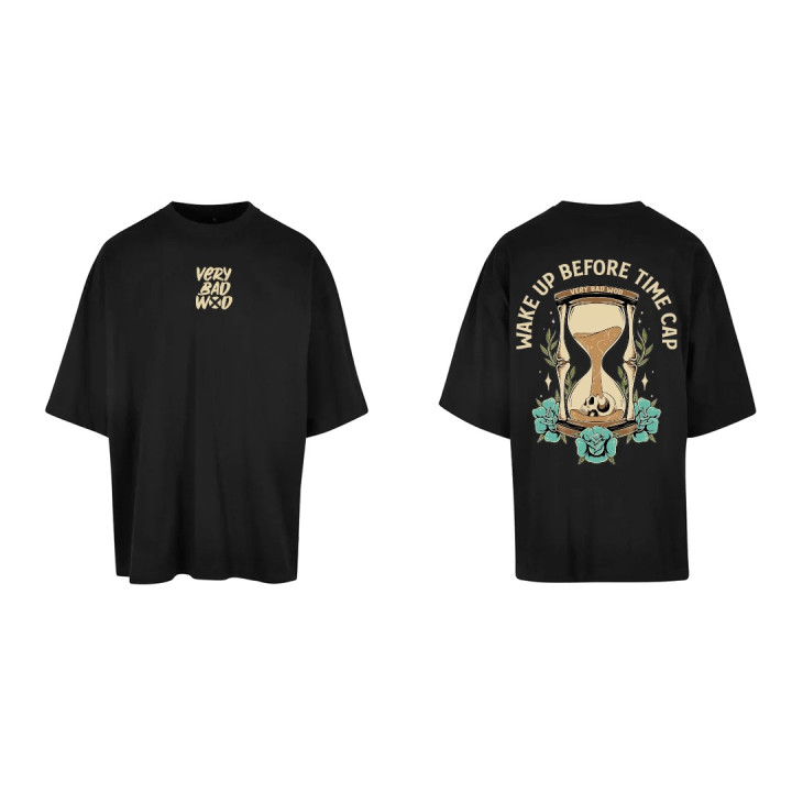 T-Shirt oversize unisexe noir WAKE UP BEFORE TIME CAP | VERY BAD WOD — Noir · Taille XL