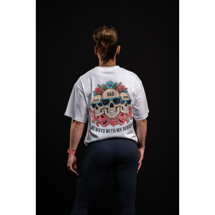 T-Shirt oversize unisexe blanc ALWAYS WITH MY BUDDYS | VERY BAD WOD — Blanc · Taille M