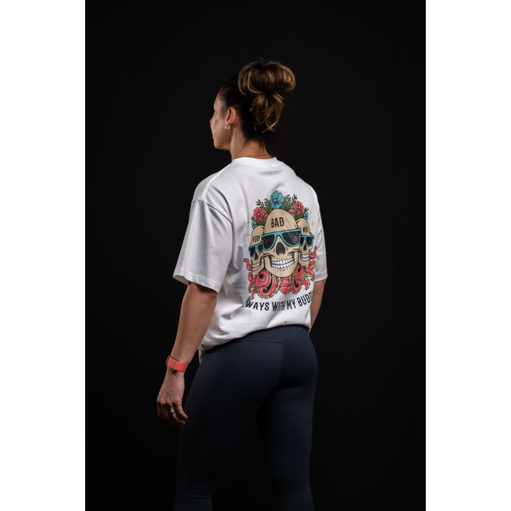 T-Shirt oversize unisexe blanc ALWAYS WITH MY BUDDYS | VERY BAD WOD — Blanc · Taille M