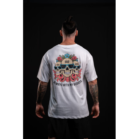 T-Shirt oversize unisexe blanc ALWAYS WITH MY BUDDYS | VERY BAD WOD — Blanc · Taille L