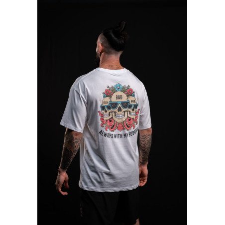 T-Shirt oversize unisexe blanc ALWAYS WITH MY BUDDYS | VERY BAD WOD — Blanc · Taille L