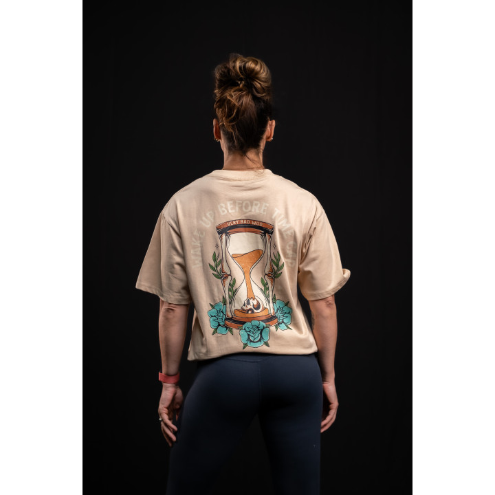 T-Shirt oversize unisexe brun grège WAKE UP BEFORE TIME CAP | VERY BAD WOD — Brun grege · Taille S