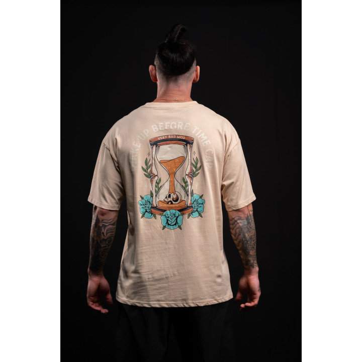 T-Shirt oversize unisexe brun grège WAKE UP BEFORE TIME CAP | VERY BAD WOD — Brun grege · Taille M