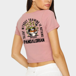T-shirt femme Crop rose PANDALORIAN 2.0 | JUSTHANG — Rose · Taille S