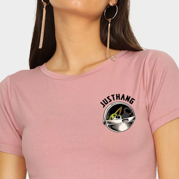 T-shirt femme Crop rose PANDALORIAN 2.0 | JUSTHANG — Rose · Taille S