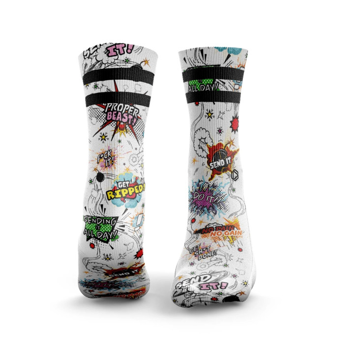 Chaussettes SEND IT 2.0 2STRIPE| HEXXEE SOCKS — Blanc · Taille S (36-40)