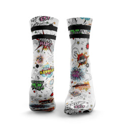 Chaussettes SEND IT 2.0 2STRIPE| HEXXEE SOCKS — Blanc · Taille M (40-43)