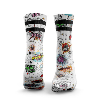 Chaussettes SEND IT 2.0 2STRIPE| HEXXEE SOCKS — Blanc · Taille M (40-43)