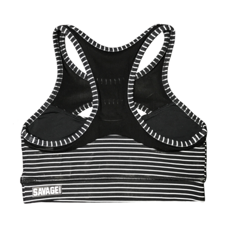 Brassière femme noir rayé blanc JAILHOUSE | SAVAGE BARBELL — Noir · Taille XS