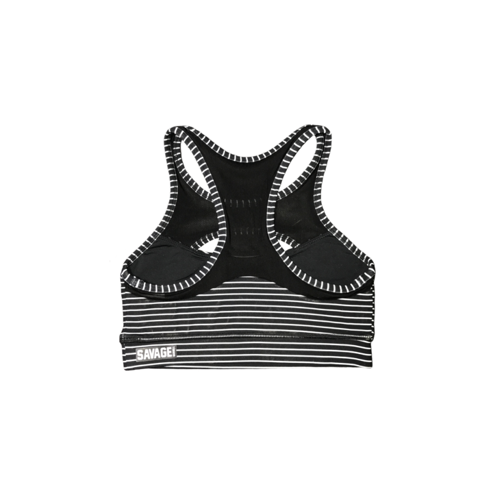 Brassière femme noir rayé blanc JAILHOUSE | SAVAGE BARBELL — Noir · Taille XS