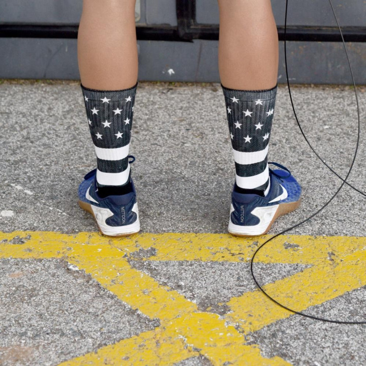 Chaussettes Noires STARS AND STRIPES | LITHE APPAREL — Noir · Taille RX SOCKS S (35 - 38)