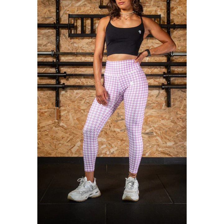 Legging Femme DAISY rose effet damier| BARBELL REGIMENT — Rose · Taille XS