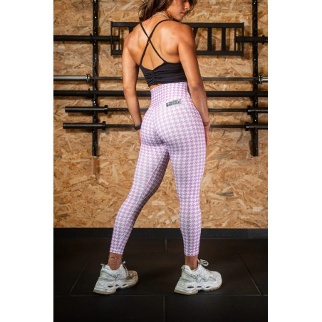 Legging Femme DAISY rose effet damier| BARBELL REGIMENT — Rose · Taille S