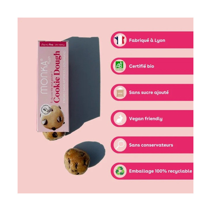 Monka Balls Cookie Dough - Boite de  3 energy Balls bio & protéinées — COOKIE DOUGH · Taille 3 x 18 Gr