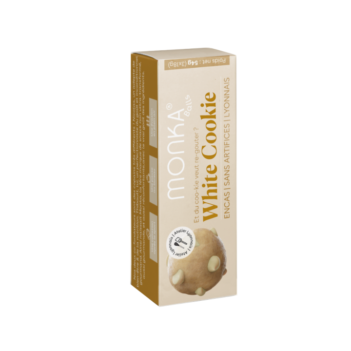 Monka Balls White Cookie - boite de 3 energy Balls bio & protéinées — White Cookie · Taille 3 x 18 Gr