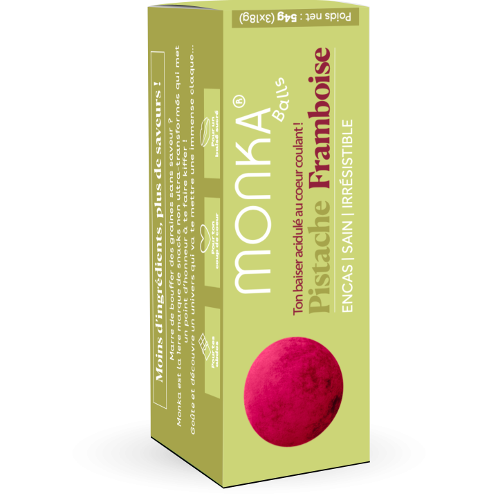 Monka Balls Pistache Framboise - Boite de 3 energy balls made in France — Pistache Framboise · Taille 3 x 18 Gr