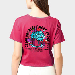 T-shirt femme Crop Rose CUPCAKE | JUSTHANG — Rose · Taille M