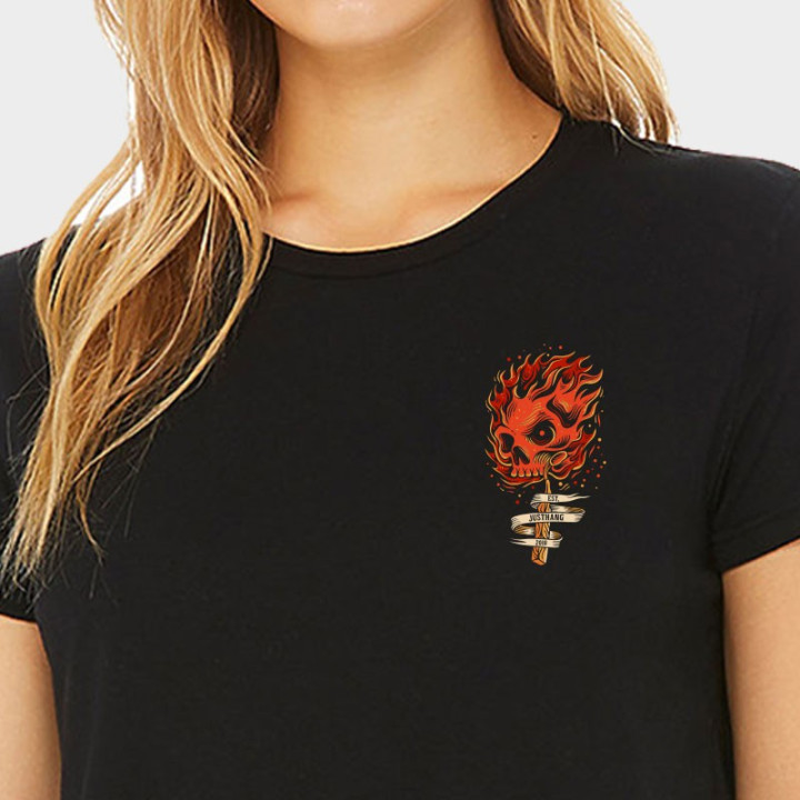 T-shirt femme Crop noir FLOOR ON FIRE | JUSTHANG — Noir · Taille L