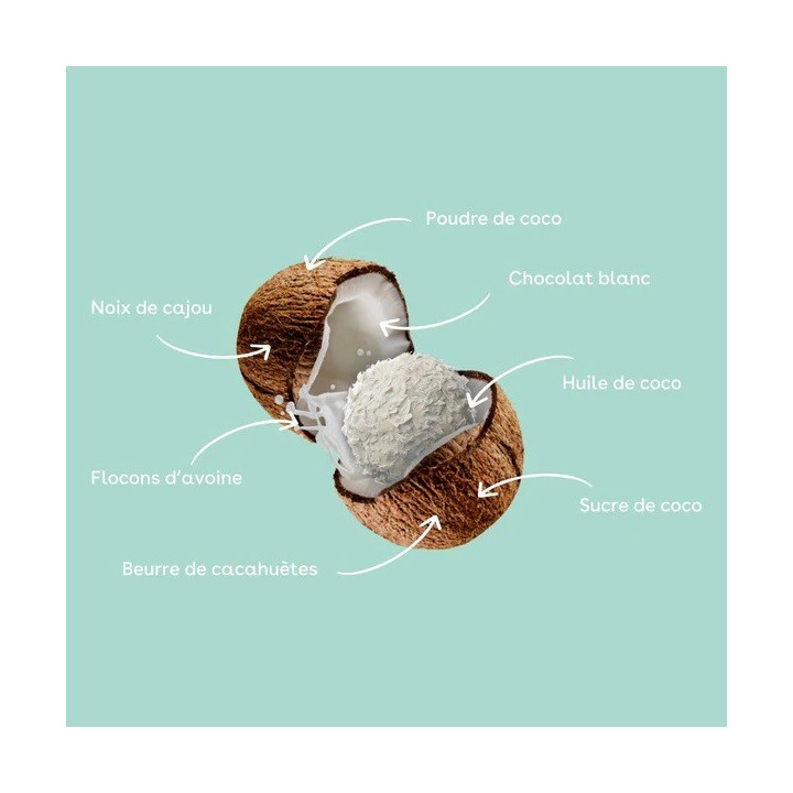 Monka Balls Coconut - Boite de 3energy Balls protéinées, Made in France — Coconut · Taille 3 x 18 Gr