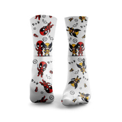 Chaussettes blanches DEADPOOL and WOLVERINE | HEXXEE SOCKS — Blanc · Taille S (36-40)