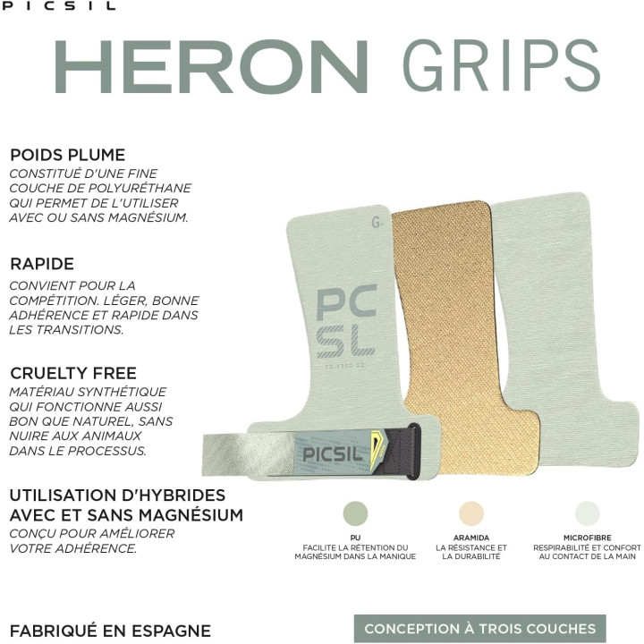 Maniques Heron Picsil vert fern - Grip hybride Gym — Vert · Taille G (Kids / XS / S)